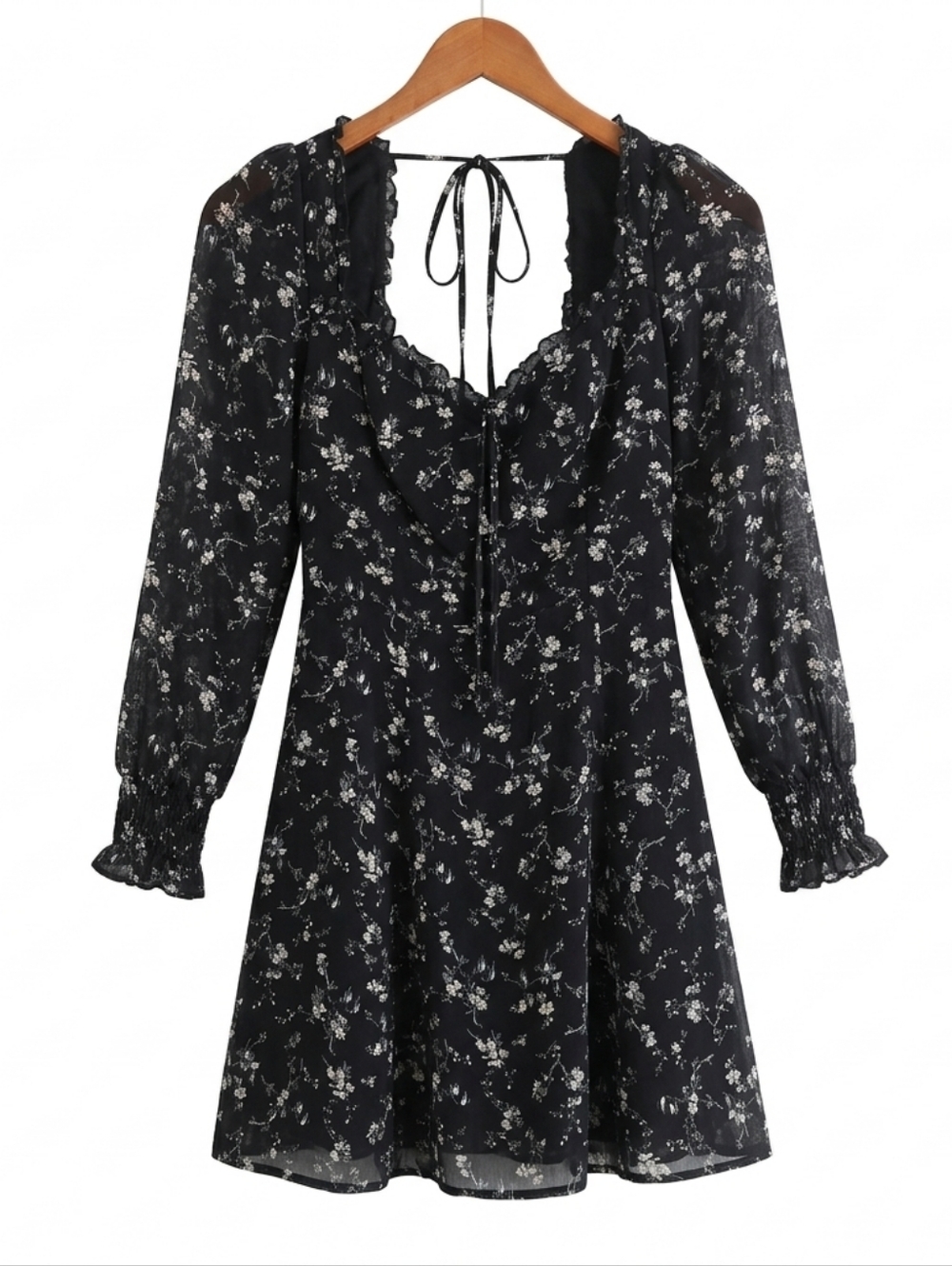 Reformation Black Floral Mini Dress Size 0
